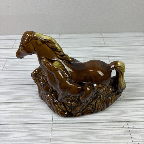 Vintage MCM Horse And Foal Lamp Light Ceramic Brown Works Read Description - Picture 2 of 10